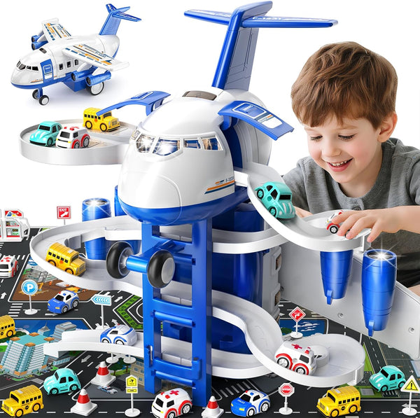 MSKOLER Airplane Toys for Toddlers 2-4 - Boy Toy Car Race Tracks