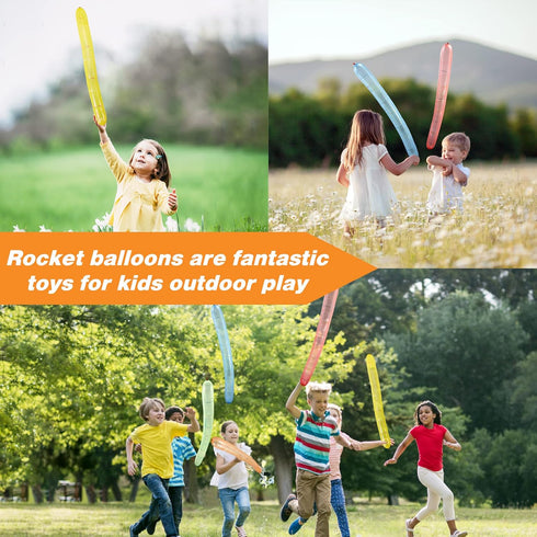 100pcs Colorful Giant Rocket Balloons with Two Air Pumps for Parties