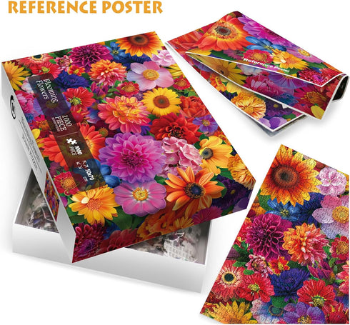 Flower Plant Puzzles for Adults - 1000 Pieces Colorful Sunflower Floral Jigsaw Puzzles
