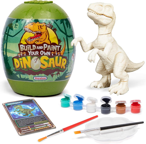 Prextex Build & Paint Your Own Dino Kit, 1 Pack - Collectible Dinosaur Toy, Arts & Crafts for Kids Ages 6-8