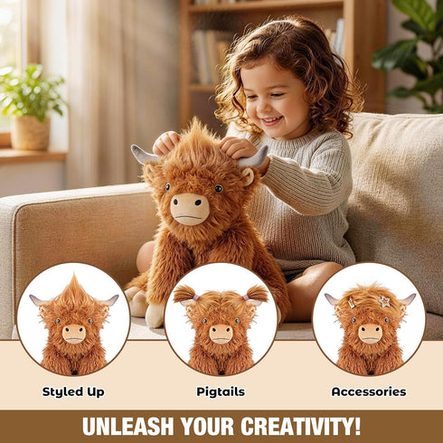 24" 4.5lbs & Highland Cow Stuffed Animal, Sitting & Laying Weighted Stuffed Animals, Cuddly & Soft Weighted Highland