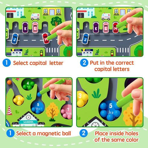 rifamee 2 1 Counting 3-5 in Magnetic Color and Number Maze Magnet Alphabet Double Sided Board Wood Puzzle Fine Motor
