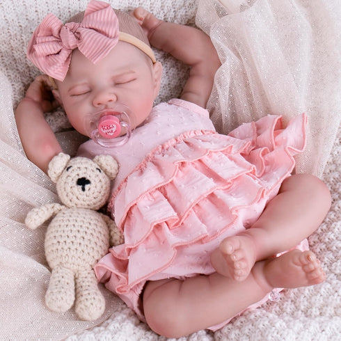 Aori Lifelike Reborn Doll, Realistic 20 Inch Sleeping Newborn Baby Girl, Poseable Limbs with Feeding Kit