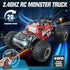 1:18 2WD 20Km/h BEZGAR Remote Control Monster Truck, Scale All Terrain RC Truck, Monster Truck Toys with Light, RC
