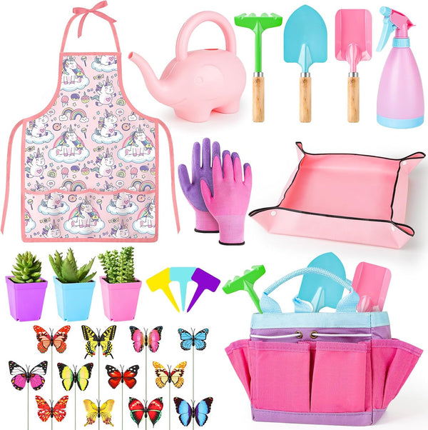 deAO Kids Gardening Set, Garden Tool for Toddlers, Gardening Kit Include Safe