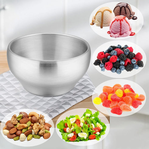 LIANYU 12oz Stainless Steel Bowls for Kids - 4 Pack Double-walled Insulated Feeding Bowls, Dishwasher Safe