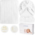 Muslin Blanket - Baby Swaddle Set with Newborn Essentials, Soft Stretchy Blankets for Girls and Boys (White)