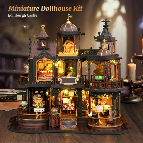 SUNNINO Miniature Dollhouse Kit, DIY Mini House Building Kits for Adults to Building with Furnitures Tiny House