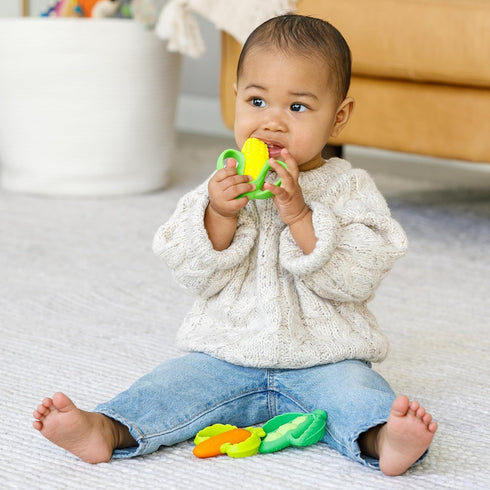 Infantino Farmers Market Teether Gift Set - Set of 3 BPA-Free Veggie Textured Silicone Teethers, Multicolor