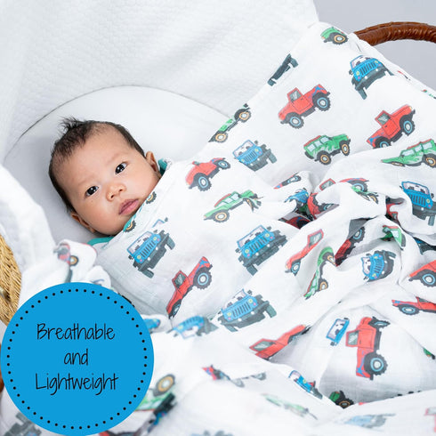 100% 47 47 Inches, LollyBanks Muslin Swaddle Blankets, Cotton Baby Boy Blanket x Soft Baby Swaddle Breathable, Muslin