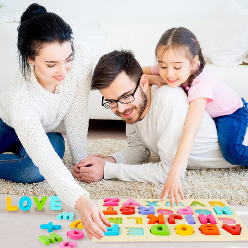 JOLSNAF Set Wooden Puzzles for Toddlers, ABC Alphabet Puzzle, Learning Toys, Preschool Learning Activities, Preschool