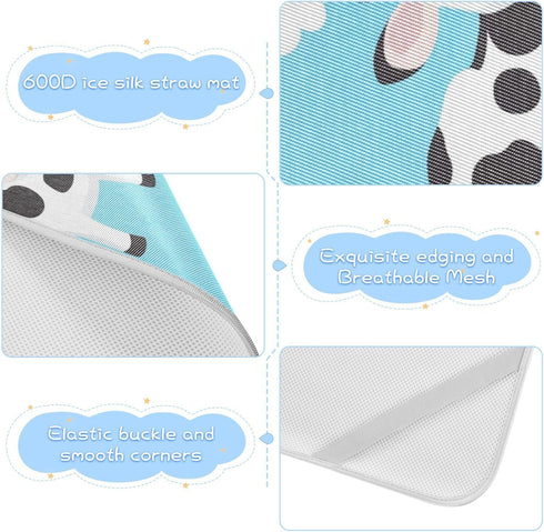 SyXIOP 28" 52" Cute Cow Blue Cooling Baby Crib Mattress Sheets x Breathable Crib Mattress pad for Kids, Adult