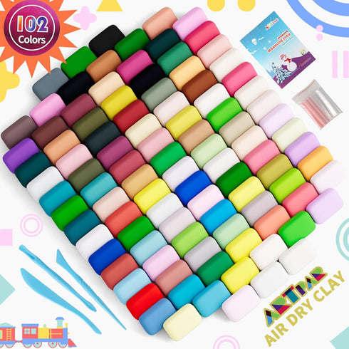 102 3-12 ARTPAR Air Drying Clay Kids Colors, Modeling Magic Clay Kit with Sculpting Tools,Soft and Non-Sticky,Classroom