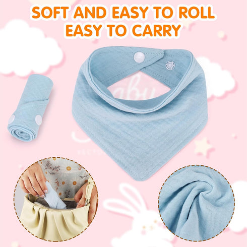 Accmor 10 Pack Baby Bandana Drool Bibs, 100% Cotton Muslin Bibs for Teething and Drooling, Soft for Boys Girls