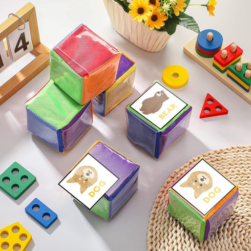 Yilloog 8 Pcs DIY Photo Pocket Dice, Large Clear Foam Dice for Classroom Education Playing Game Cubes
