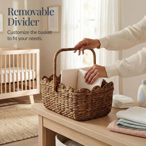 Best Choice Products Baby Diaper Caddy Organizer, Large Portable Handmade Nursery Basket w/Removable Divider & Handles