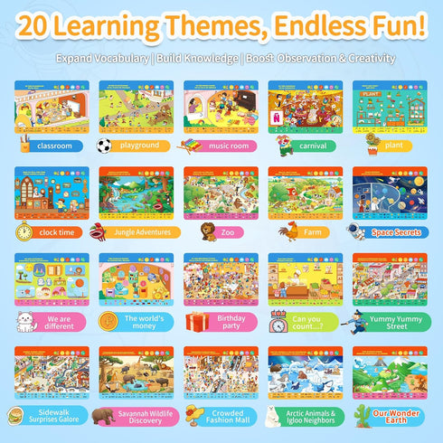 3-5, 4-8, Interactive Search and Find Activity Books for Kids Ages Toddler Travel Games Toys for Car Airplane, Road