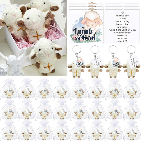 Shappy Mini Plush Lambs Jesus Plush Toys, 12 Pcs Lamb of God Stuffed Animal Gifts for First Communion