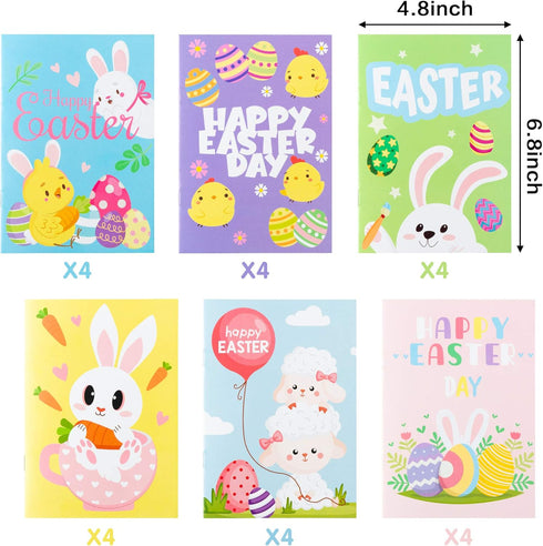 24pcs WATINC Easter Coloring Books, DIY Art Book with Bunny Easter Egg Chick Pattern, Creativity Color Booklet