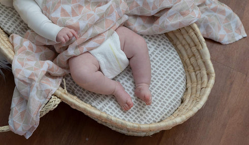 Ely's & Co. Patent Pending Waterproof Bassinet Sheet, 2 Pack Neutral Taupe Grey Splash & Stripes for Baby Girl and Boy