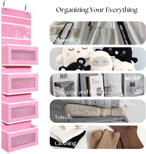 Giraffe Creation 4 Closet Over Door Organizer with Large Capacity Pockets, Hanging Organizer Storage for Bathroom