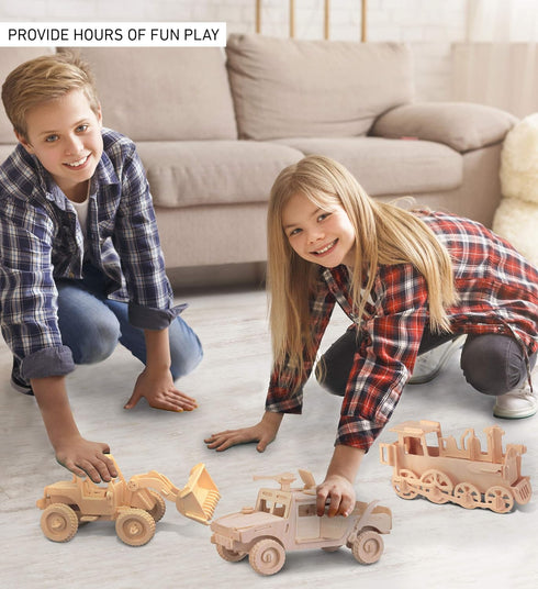 Puzzled 3D Puzzle H1 Truck SUV Wood Craft Construction Model Kit, Fun Unique Educational DIY Wooden Army Toy Assemble