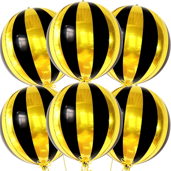 KatchOn Big 22 Inch Black and Gold Balloons, Pack of 6 for New Years Decorations 2025, Disco Party Decor