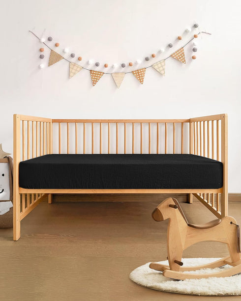 (52"x28"), 1 Pack Pro Goleem Muslin Crib Sheets for Boys and Girls, Soft Breathable Neutral Fitted Cotton Baby Bed
