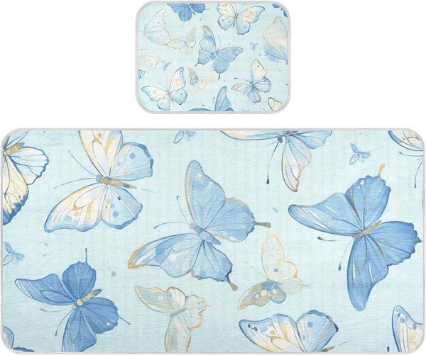 SyXIOP Watercolor Butterflies Light Blue Cooling Baby Crib Mattress 28" x 52" washablraining