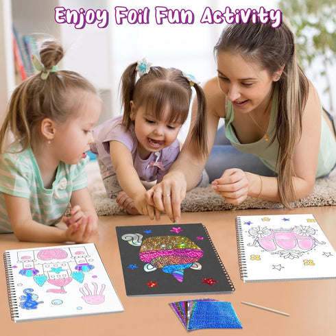 Art & Craft Activity, Foil Fun Princess DIY Kits, No Mess Creative Drawing Game for Kids Ages 4-9, Birthday Gifts