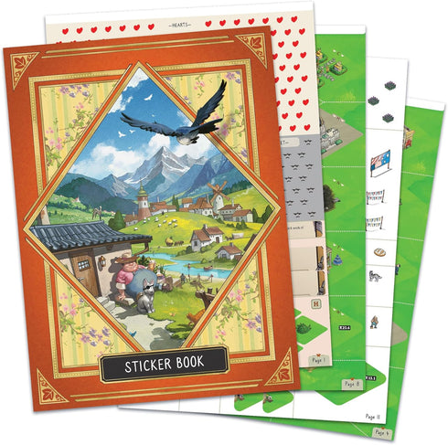 Cozy 8+, 1-6 30 Asmodee Stickerville Board Game - Narrative Strategy Game of Village Building & Storytelling