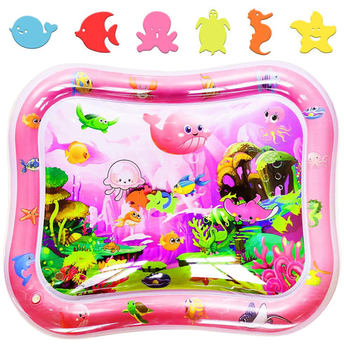 GARNHLOB Baby Water Mat Large 37.4"x29.9", Safe Inflatable Tummy Time Water Play Mat