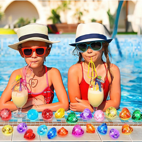 18 Swimming Summer MARFOREVER Pcs Diving Gem Pool Toys, Acrylic Big Colorful Diamonds Pirate Treasure Jewels Dive Gems