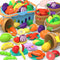 MOEAWS Cutting Play Food Toys for Kids, Pretend Play Kitchen Accessories, Cutting Food