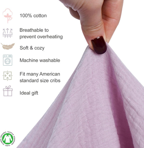 100% 28x 52x 9 Muslin Crib Sheets, Cotton Soft Breathable Fitted Toddler Bed Sheet, Standard Size Baby Mattress Cover