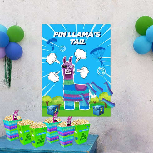 Video Game Party Decorations, Pin The Tails on Llama Game with 28PCS Tails Stickers for Video Game Theme Party