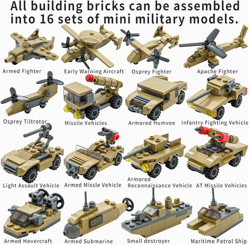 WW2 Army Building Blocks Toys Set, Compatible with Lego, Create a German Dora Heavy Cannon Model or 16 Small Military Vehicles, with 20 Toy Soldiers, for Boys Kids Age 6+ Year Old