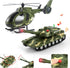 Toys,25.6" 2 3 4 5 Dwi Dowellin Green Military Big Truck Semi Truck Toy with Helicopters and Tank,Army Toys with Lights