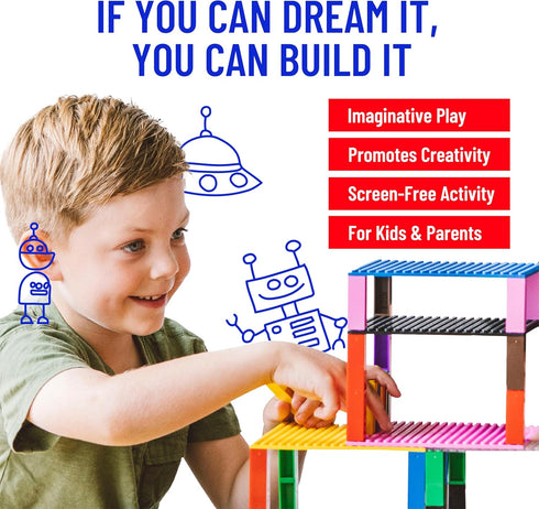 Strictly Briks 4 Pack Classic Baseplates 10x10 in, Stackable Building Plates 100% Compatible with Lego, Basic Colors