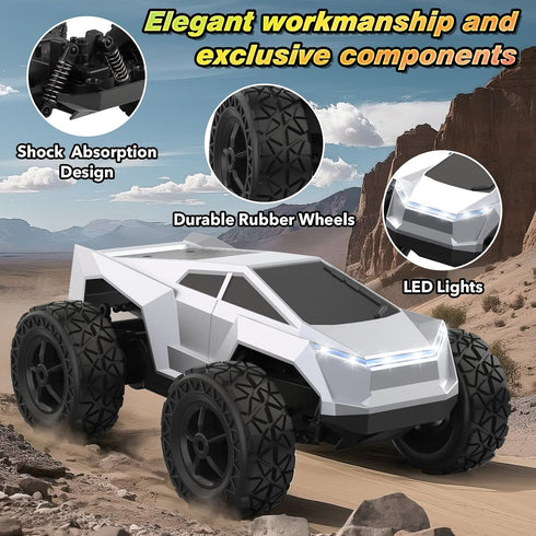 Hepoasky 1:18 2.4GHz 4 5 6 7 8 9 10 4-6 6-8 8-12 Scale Remote Control Car Truck, All-Terrain RC Car Toy with LED