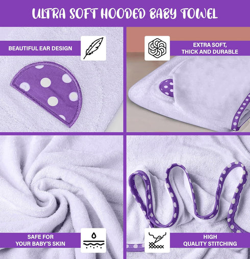 ELSVIN Set 2 30 30 Inch 400 of Hooded Baby Towels Purple and Pink Luxurious, Large and Super Absorbent x Soft