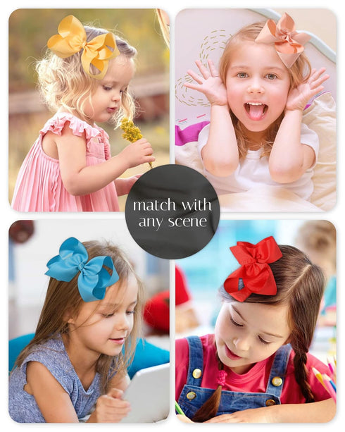 Choicbaby 28pcs 6 Inch Hair Bows for Girls, Large Hair Bows with Alligator Clips, Toddler Accessories