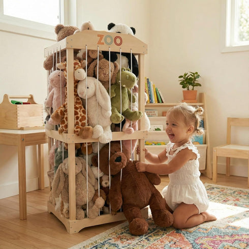 Wooden Stuffed Animal Storage for Kids Large Toy Storage Organizer & Holder for Your Kids Playroom or Nursery Easy