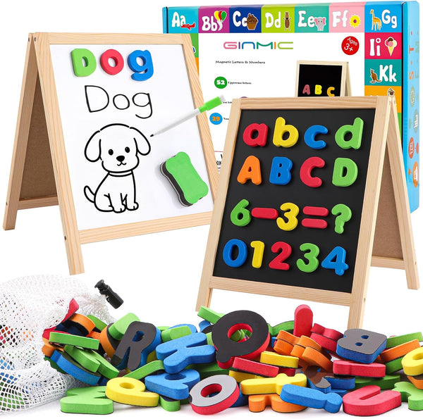 GINMIC Magnetic Letters and Numbers with Magnet Board, Alphabet ABC Magnets, Learning