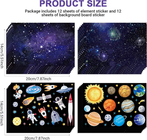 Tenare 24 Sheets Space Stickers for Kids - Solar System Astronaut Mix and Match Outer DIY Outer Wall Stickers