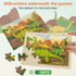 SYNARRY Large Dinosaur Wooden Puzzles for Kids, 4 in 1 Gift Box, Jigsaw Puzzles for Toddlers Ages 2-6