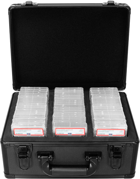 Aluminum Alloy Graded Card Case - Compatible with 100 Card Slabs, Fits PSA, CSG, BGS, and Top Loaders