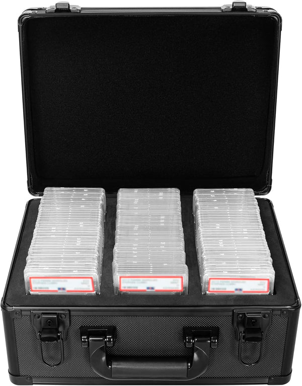 Aluminum Alloy Graded Card Case - Compatible with 100 Card Slabs, Fits PSA, CSG, BGS, and Top Loaders