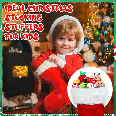 Aoriher 12 Pcs Christmas Plush Ornaments, 3.15 Inch Plush Doll Toy for Xmas Party Favor Gifts