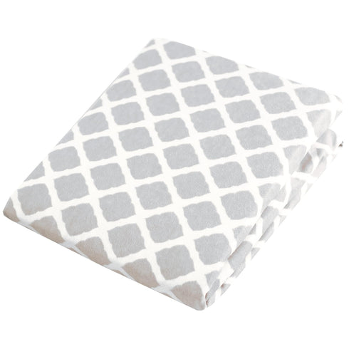 Kushies Changing Pad Cover for 1" Pad, 100% Breathable Cotton, Grey Lattice, Made in Canada